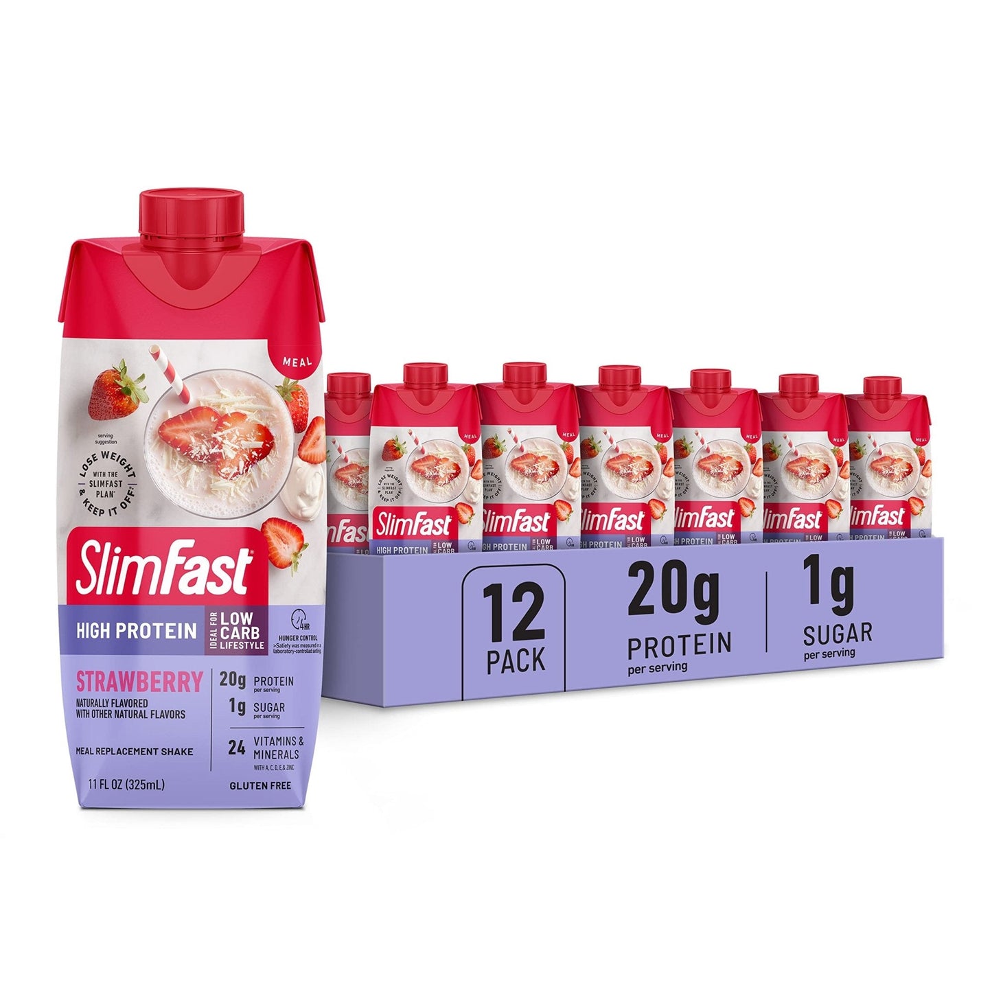 SlimFast Protein Shake, Strawberry- 20g Protein, Meal Replacement Shake Ready to Drink - Maple Wellness Supplements