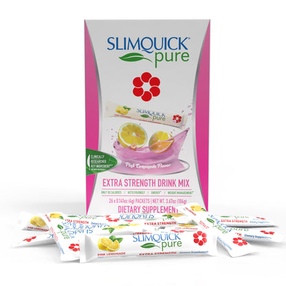 SlimQuick Pure 3X Extra Strength Drink Mix Packets, Metabolism & Weight Management for Women, Helps in Fat Breakdown, with Green Tea, Caffeine, Chaste Tree, - Maple Wellness Supplements