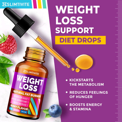 Slimtivite Weight Loss Drops - Diet Fat Effective Appetite Suppressant & Metabolism - Maple Wellness Supplements