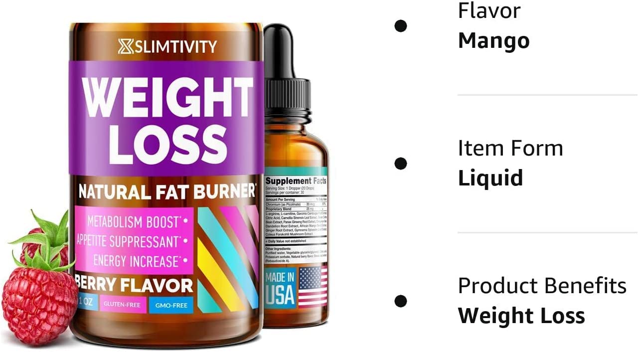 Slimtivite Weight Loss Drops - Diet Fat Effective Appetite Suppressant & Metabolism - Maple Wellness Supplements