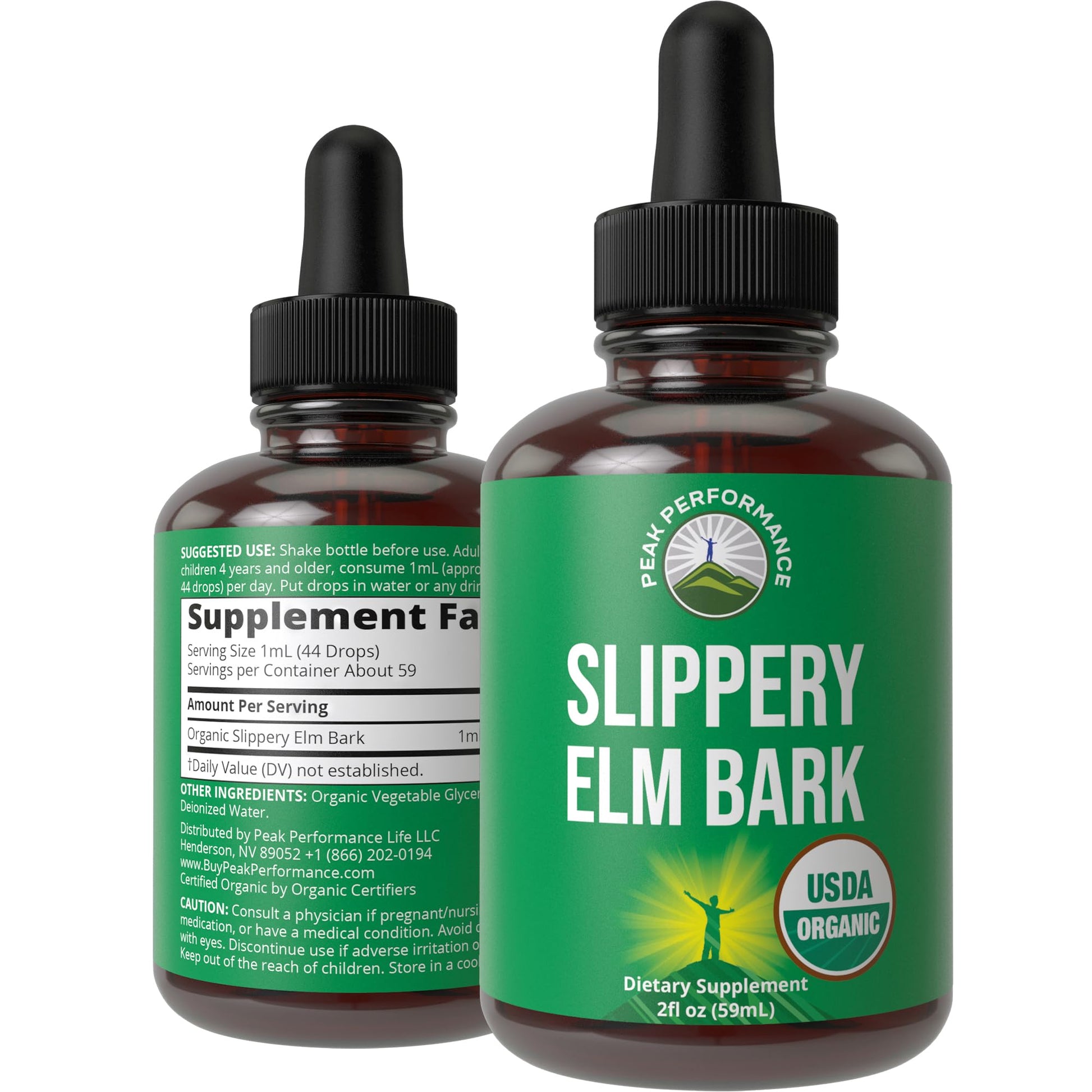 Slippery Elm Bark USDA Organic Vegan Liquid Drops. Extract with High Bioavailability for Women, Men, Kids. for Sore Throat, Irritated Stomach. Zero Sugar, Gluten Free, Tincture Supplement No Capsules - Maple Wellness Supplements