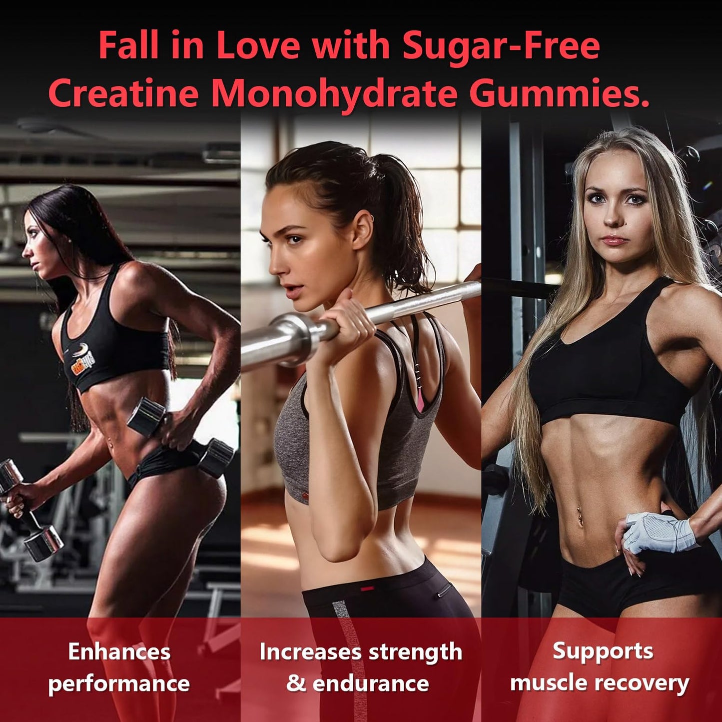 Slsomu Creatine Gummies for Women, 5000mg Pre-Workout Muscle Strength & Energy Support, 0 Sugar Creatine Gummy with L-Taurine, Zinc - Maple Wellness Supplements