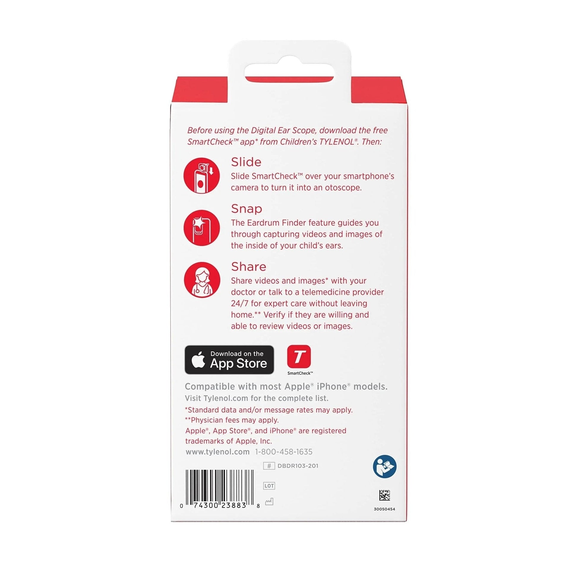 SmartCheck Digital Ear Scope from Children's Tylenol, Otoscope with Light, 1 Otoscope Clamp, 12 Specula Tips + Children's Tylenol Pain + Fever Medicine with Acetaminophen, 8 fl. oz - Maple Wellness Supplements