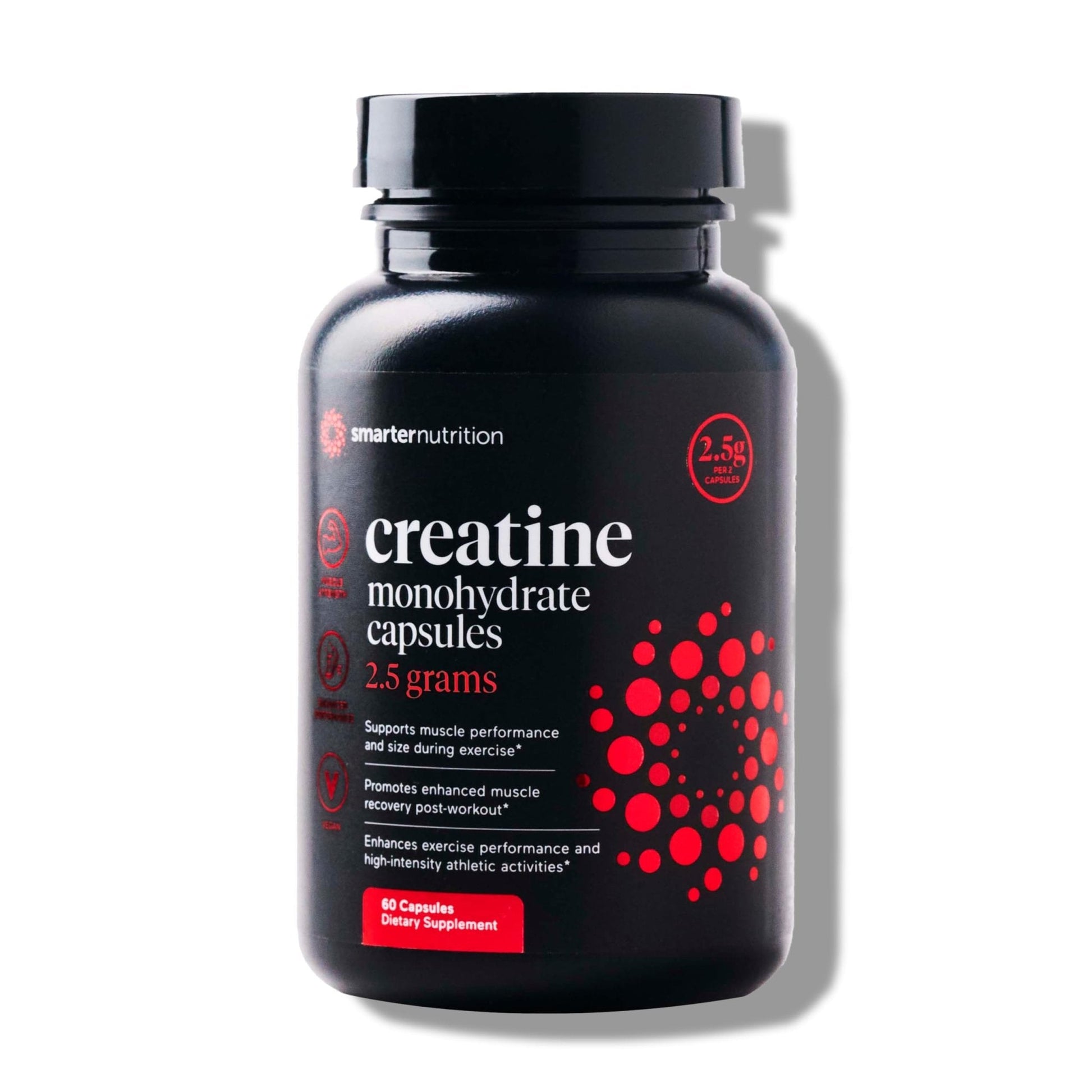 SMARTERNUTRITION Creatine Monohydrate Pills with 2500mg (2.5g) Per Serving, Vegan Capsules - Pre & Post Workout Recovery Support, Promotes Muscle Mass &. Endurance - 60 Count[30-Day Supply] - Maple Wellness Supplements