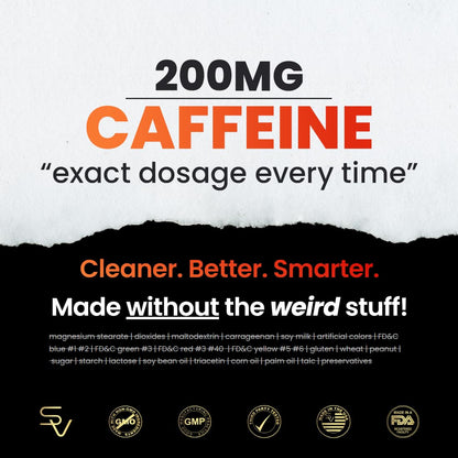 SmarterVitamins 200mg Caffeine Pills - MCT Oil from 100% Coconuts + 100mg L-Theanine, Energy and Focus - Maple Wellness Supplements