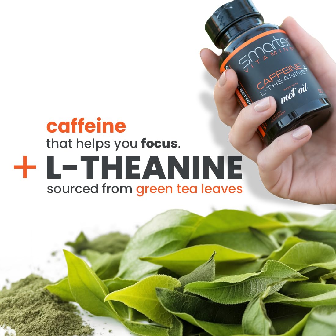 SmarterVitamins 200mg Caffeine Pills - MCT Oil from 100% Coconuts + 100mg L-Theanine, Energy and Focus - Maple Wellness Supplements