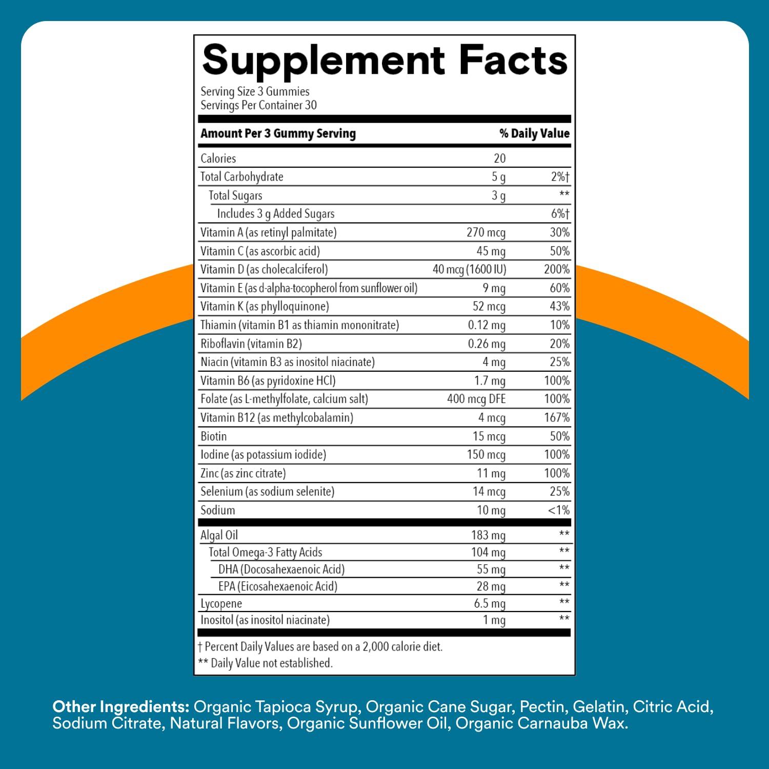 SmartyPants Men's Multivitamin Gummies with Omega 3 DHA/EPA, Methylfolate, Vitamin D3, C, B12, B6, A, K, Zinc - Maple Wellness Supplements