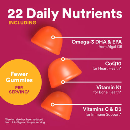 SmartyPants Multivitamin Gummy for Women 50 and Over, Omega 3 (DHA/EPA), Methylfolate, CoQ10, Vitamin D3, C, Vitamin B12, B6, A, K, Biotin - Maple Wellness Supplements
