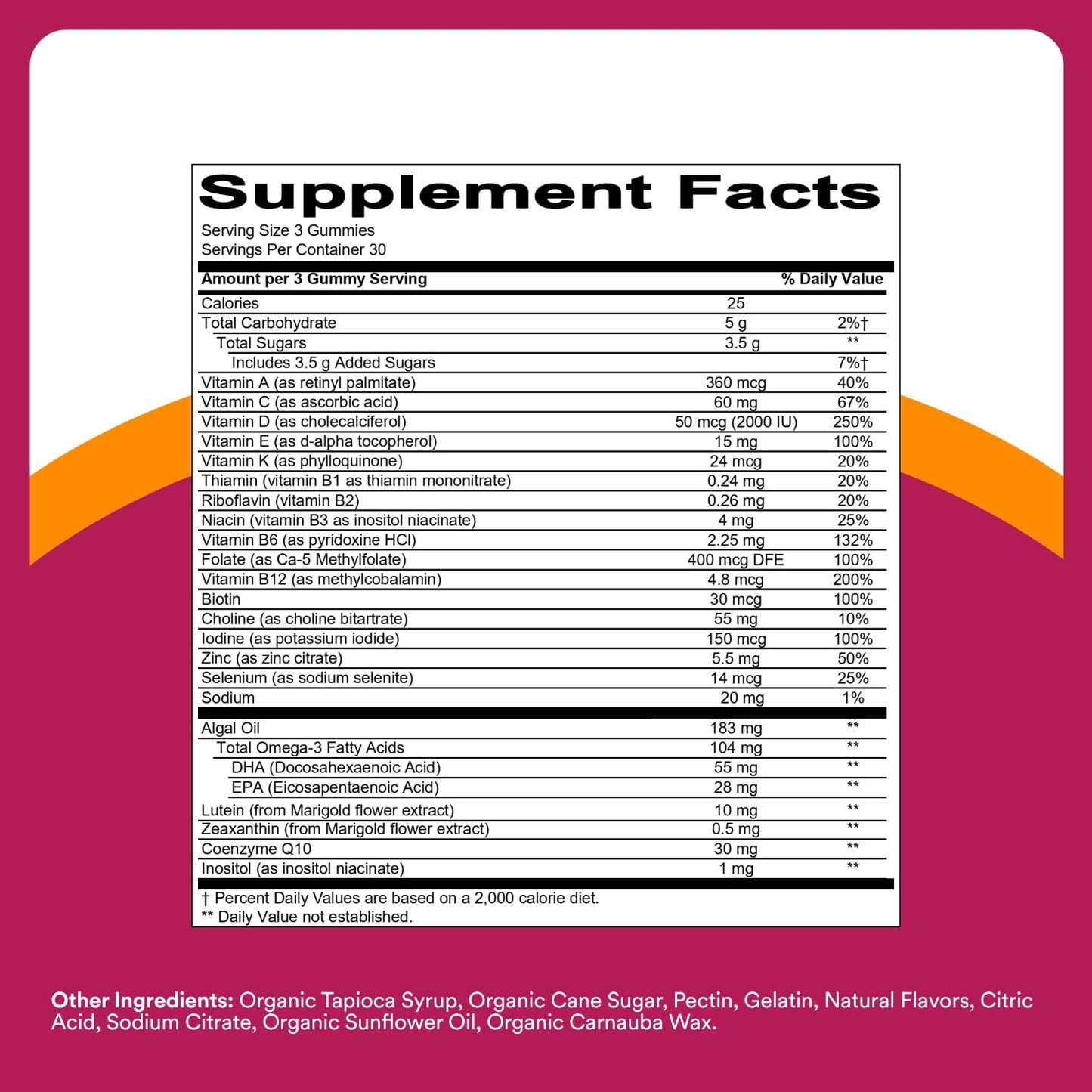 SmartyPants Multivitamin Gummy for Women 50 and Over, Omega 3 (DHA/EPA), Methylfolate, CoQ10, Vitamin D3, C, Vitamin B12, B6, A, K, Biotin - Maple Wellness Supplements