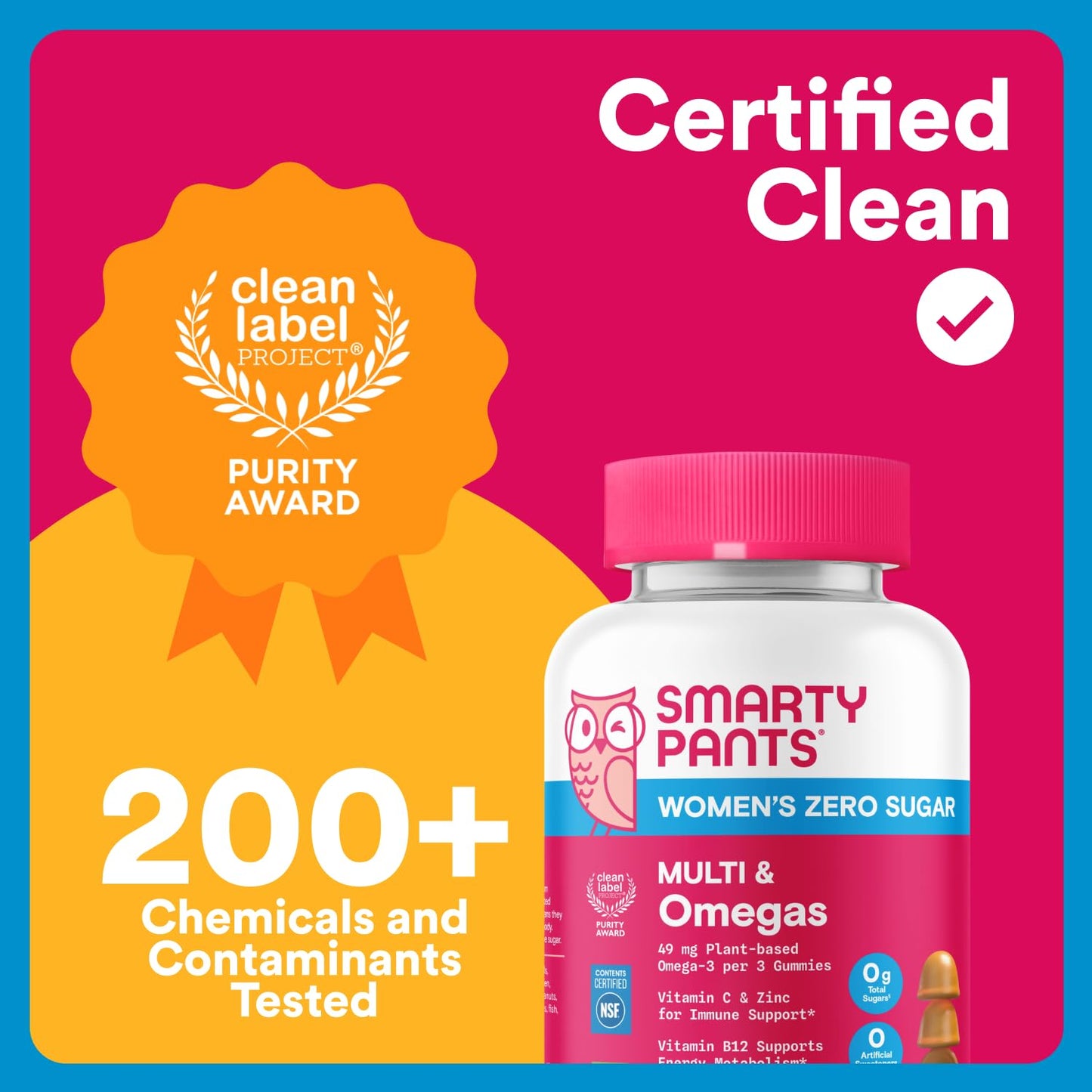 SmartyPants Zero Sugar Women’s Multivitamin Gummies: Biotin, Methylfolate, Omega 3 (ALA), Vitamin D3, C, Vitamin B12, B6, A, K, Zinc, Inositol - Maple Wellness Supplements