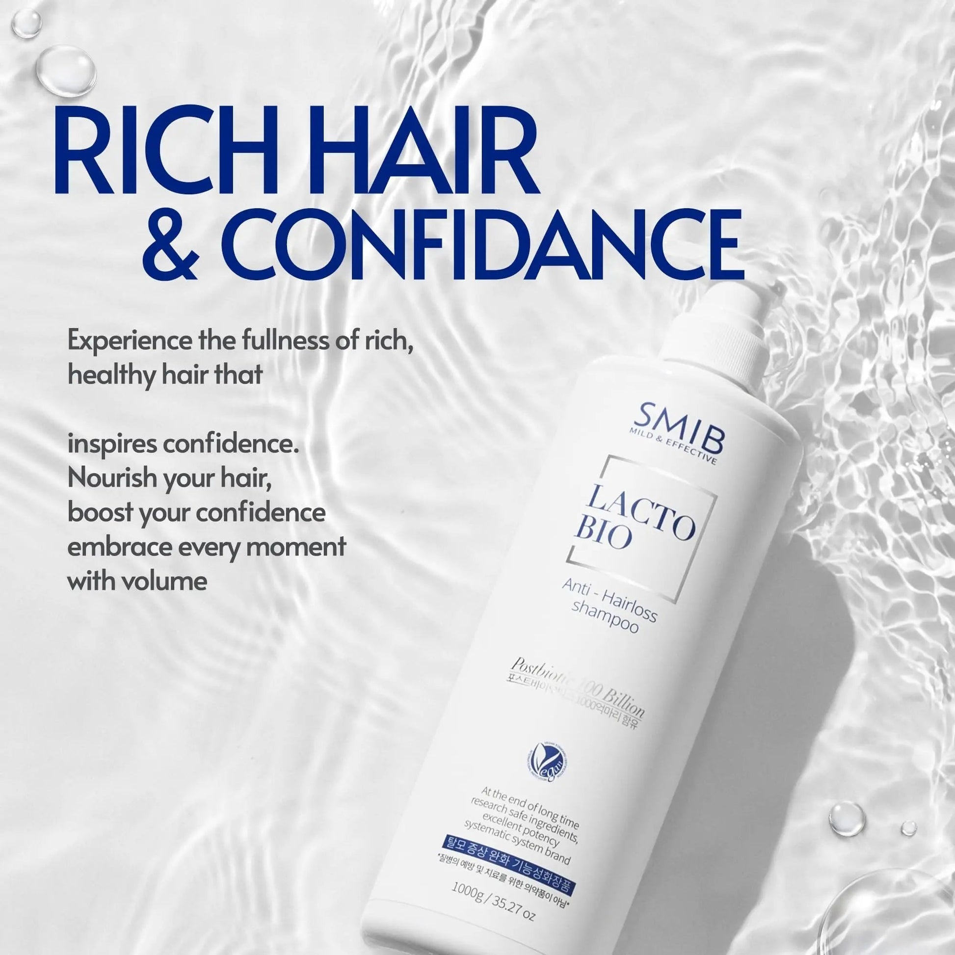 SMIB Lactobio Shampoo – With 100 Billion Postbiotics – For Fuller-Looking Hair and Scalp Care – Korean-Inspired Formula (35.27 oz) - Maple Wellness Supplements