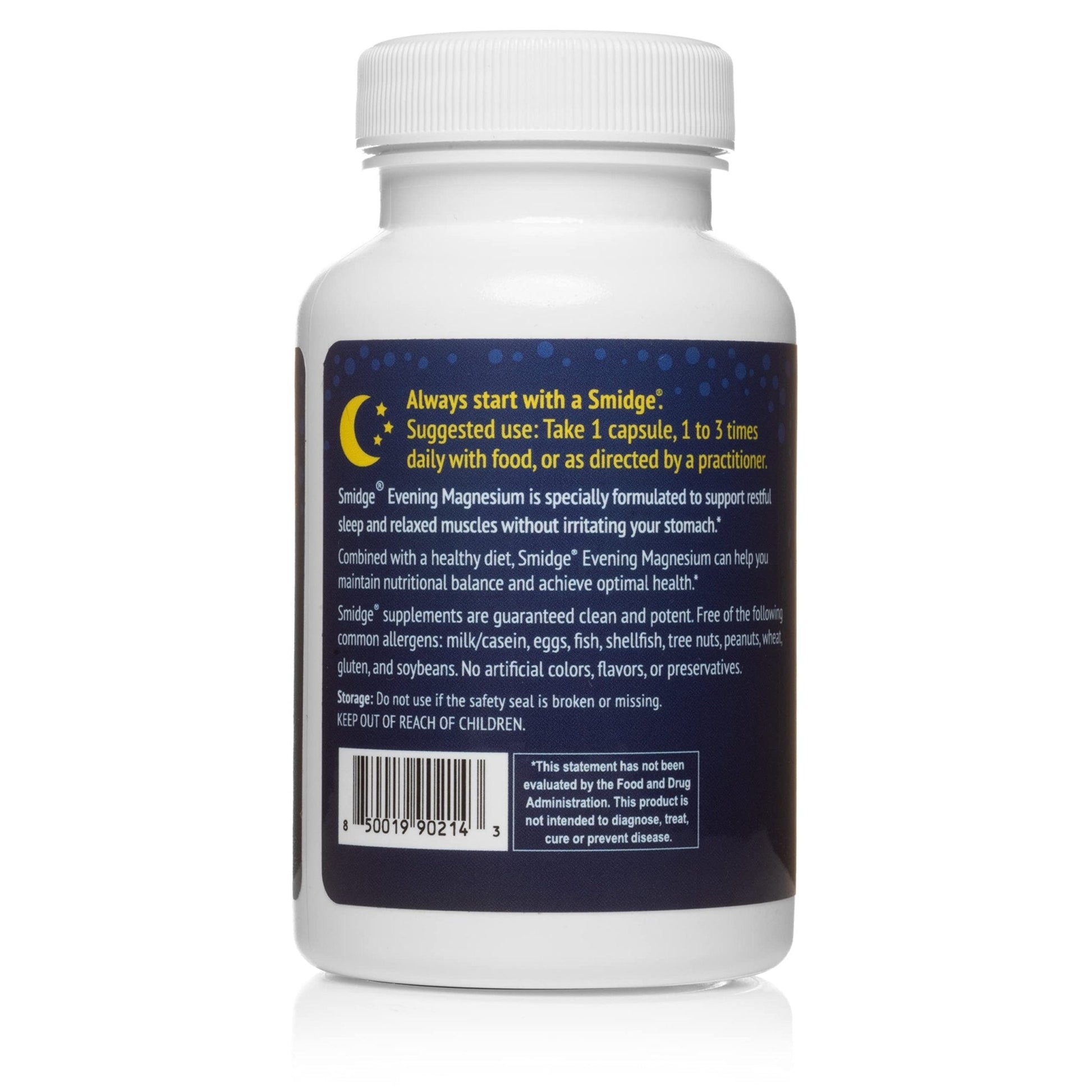 Smidge® Evening Magnesium Capsules, 60 ct. Pure, Non-GMO Magnesium Supplement to Support Rest & Relaxation. - Maple Wellness Supplements