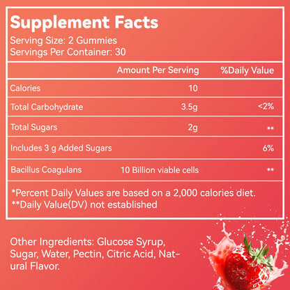 SmildeHeal Probiotic Gummies for Digestive Health - 10 Billion CFU Bacillus Coagulans - Vegan & Non-GMO - Immune & Digestive Support for Men & Women - Maple Wellness Supplements