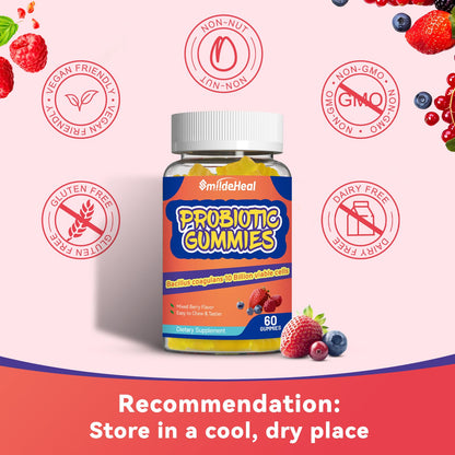 SmildeHeal Probiotic Gummies for Digestive Health - 10 Billion CFU Bacillus Coagulans - Vegan & Non-GMO - Immune & Digestive Support for Men & Women - Maple Wellness Supplements