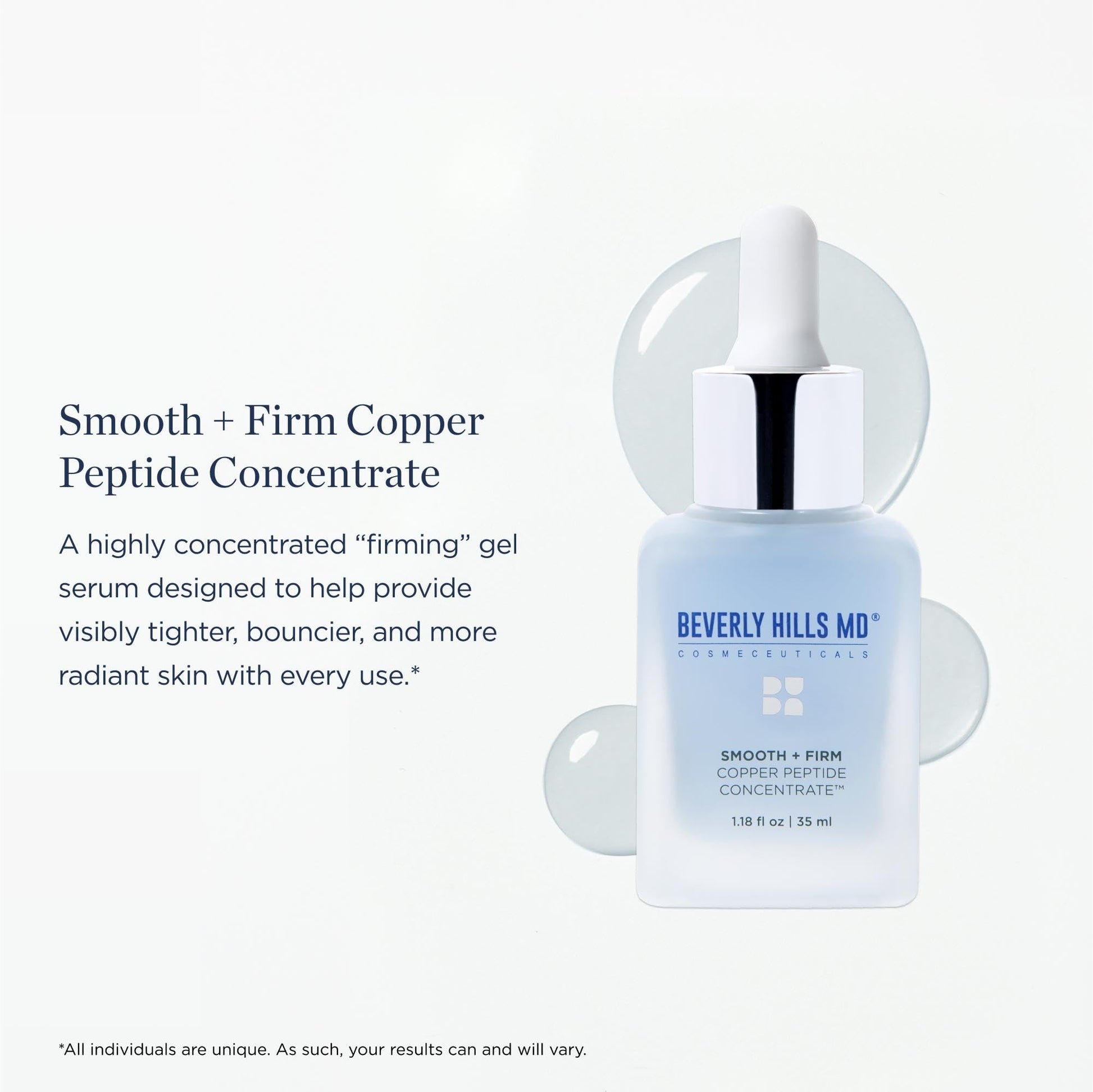 Smooth + Firm Copper Peptide Concentrate Serum for Aging Skin, Plumping Niacinamide for Tightening & Brightening, Helps Improve Elasticity, Hyperpigmentation & Dark Spots, Water Based, 1.18 Fl Oz - Maple Wellness Supplements
