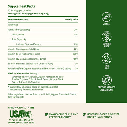 Snap Supplements Organic Beet Root Powder Nitric Oxide Supplement for Men & Women, Red Spinach & Pomegranate, Supports Healthy Energy & Blood Pressure Already - Maple Wellness Supplements