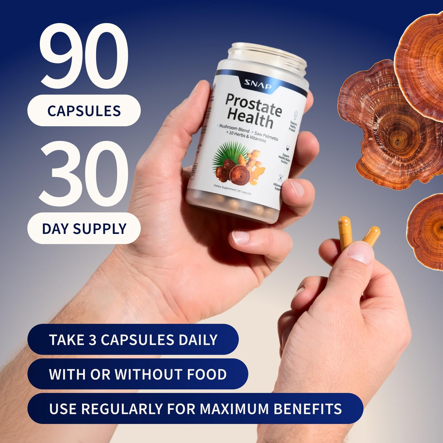 Snap Supplements Prostate Health Supplement with Saw Palmetto for Men, DHT Blocker - Helps Support Male Urinary Tract and Prostate for Mens Health - Maple Wellness Supplements