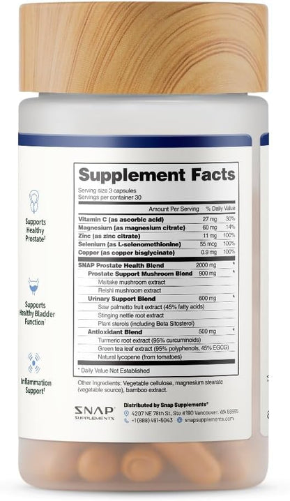 Snap Supplements Prostate Health Supplement with Saw Palmetto for Men, DHT Blocker - Helps Support Male Urinary Tract and Prostate for Mens Health - Maple Wellness Supplements