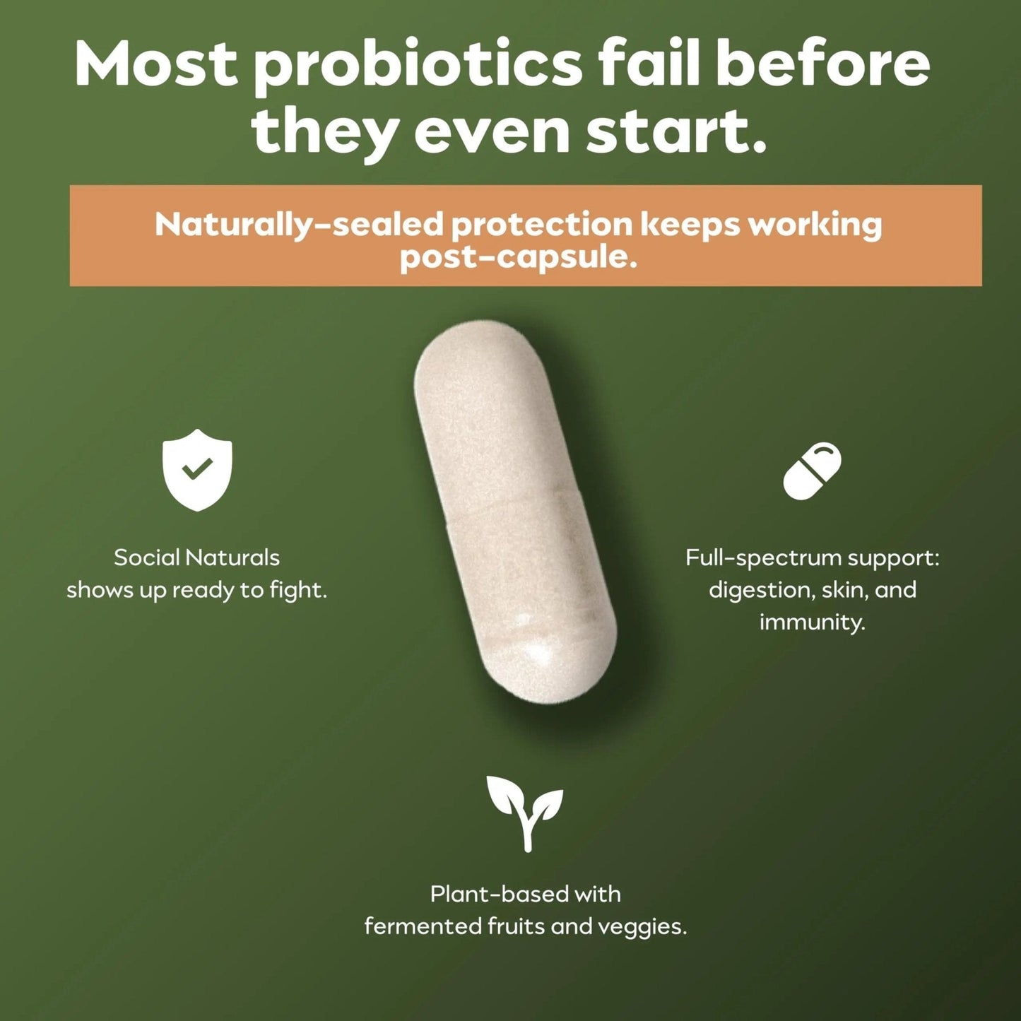 Social Naturals Daily Probiotic | 20 Billion CFU | Multi-Strain with Prebiotic + Postbiotic | Gut Health & Digestion Support | Vegan | 30 Capsules - Maple Wellness Supplements