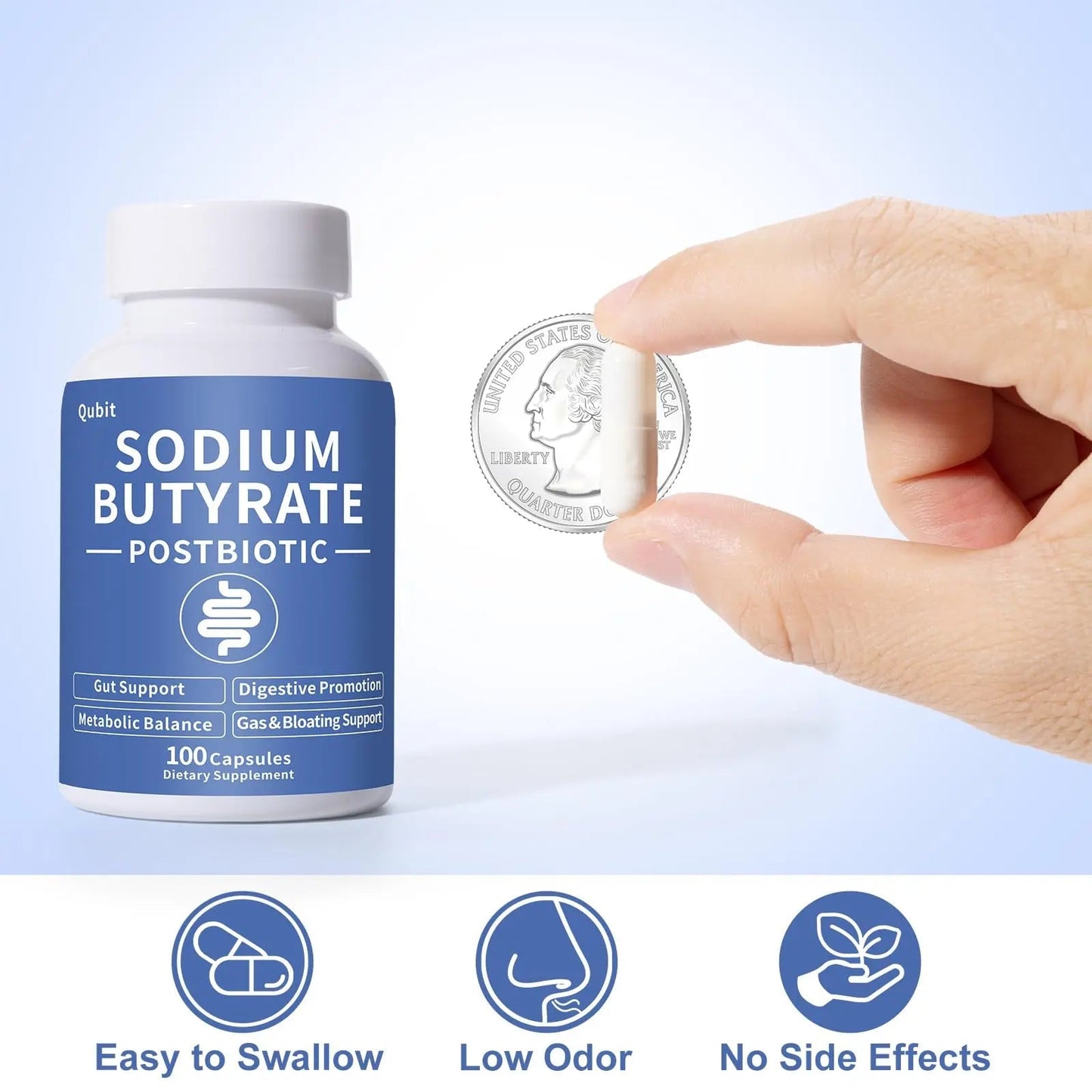 Sodium Butyrate Supplement – Postbiotic for Gut Health, Supports Digestion, IBS, Leaky Gut & Stomach Comfort – Low Odor, Easy to Swallow, No Side Effects – 100 Vegan Capsules - Maple Wellness Supplements