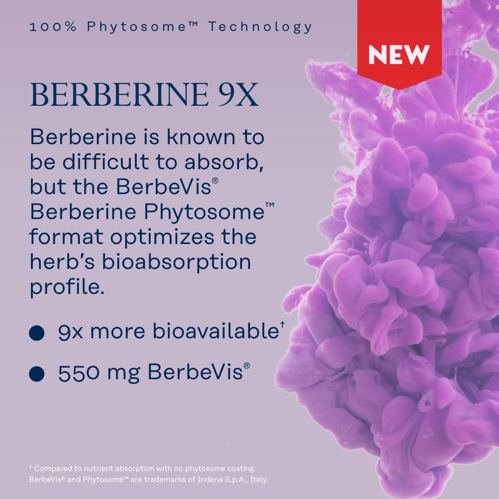 SOLARAY Berberine Phytosome - 9X Absorption and Easy-to-Digest - Standardized to 30% Berberine HCl - Vegan, Made Without Soy - Maple Wellness Supplements