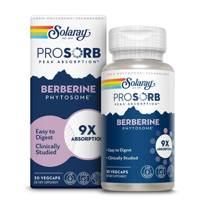 SOLARAY Berberine Phytosome - 9X Absorption and Easy-to-Digest - Standardized to 30% Berberine HCl - Vegan, Made Without Soy - Maple Wellness Supplements