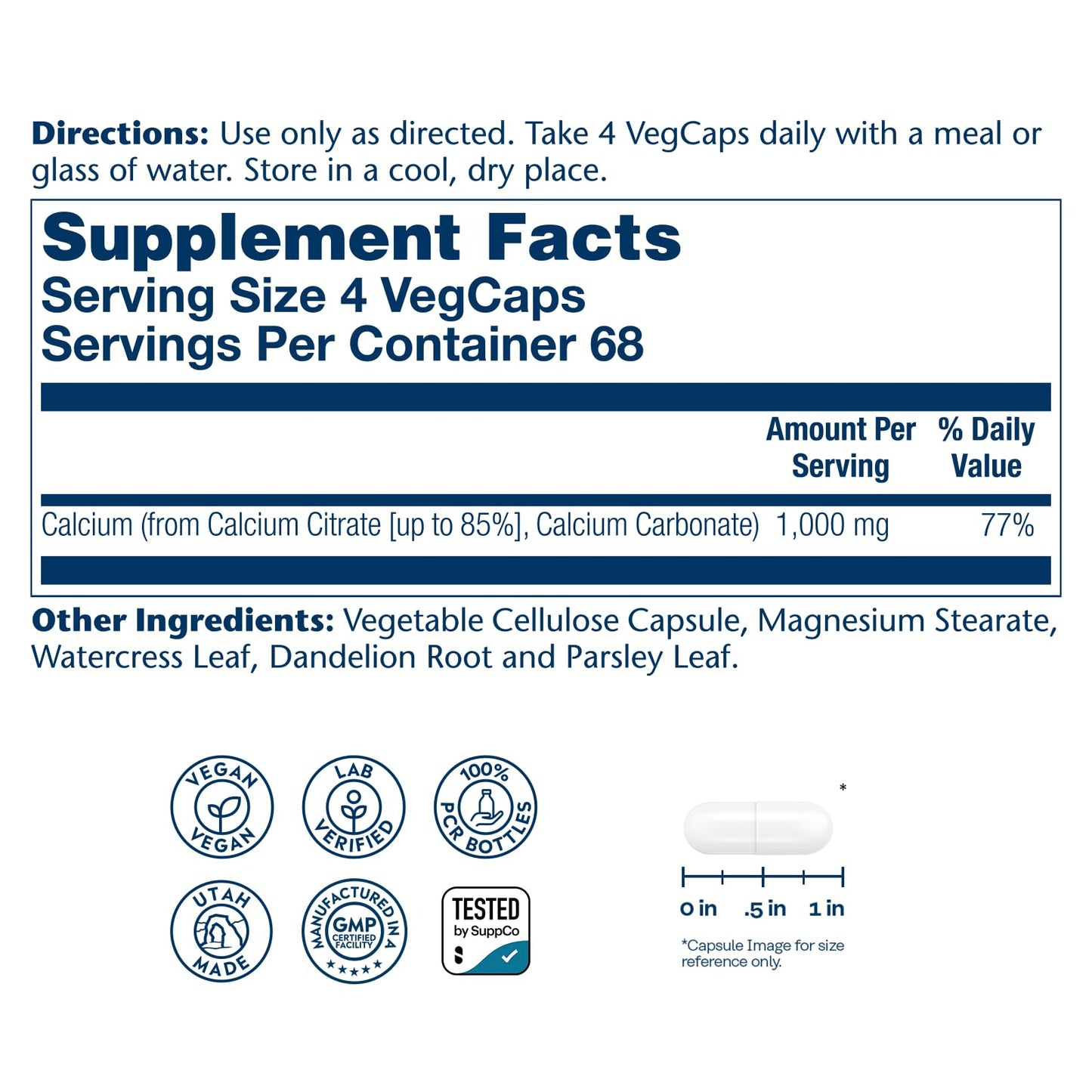 Solaray Calcium Citrate 1000mg - Chelated Calcium Supplement - Supports Bone Strength and Healthy Teeth - Easy to Digest - Maple Wellness Supplements