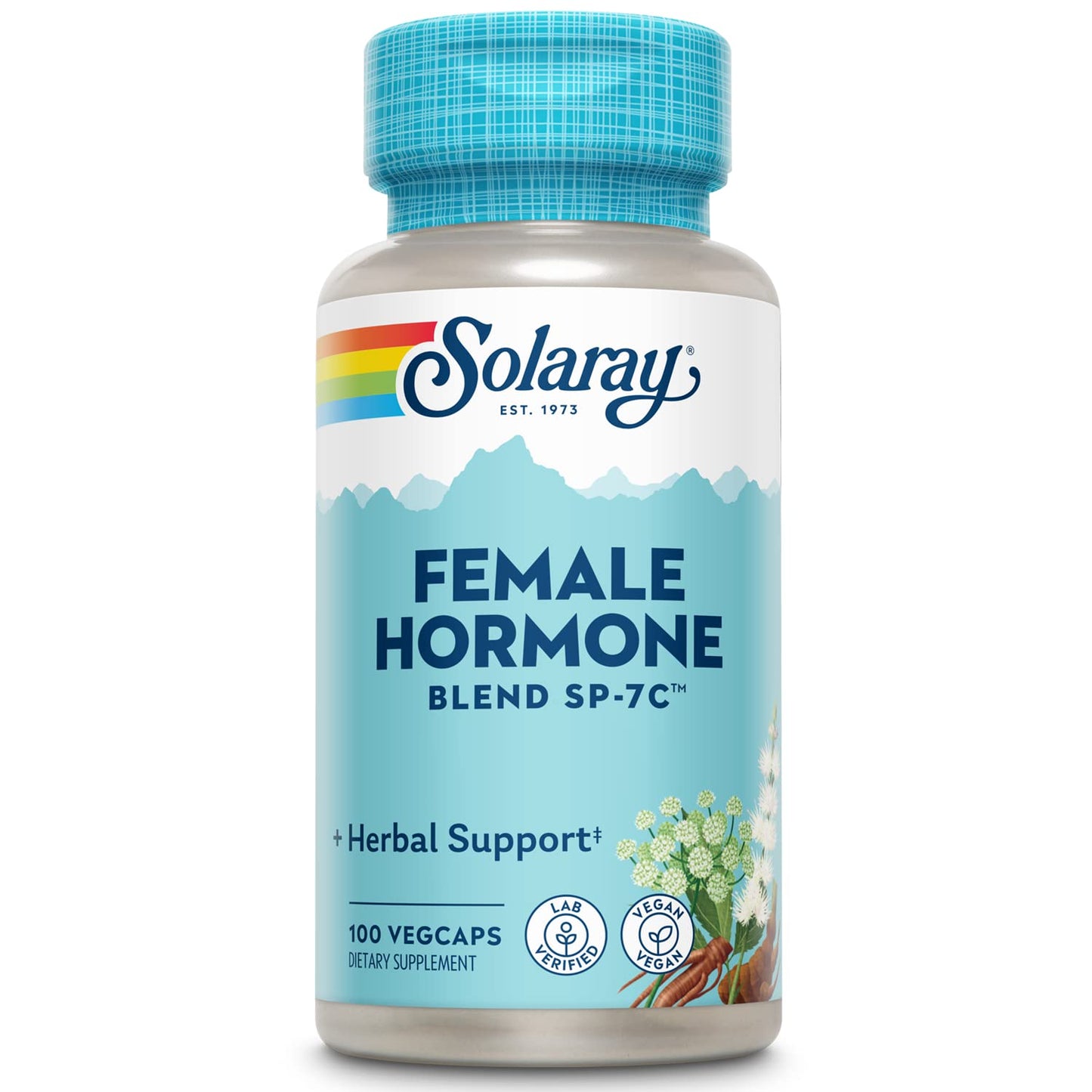 SOLARAY Female Hormone Blend SP-7C | W/Black Cohosh, Dong Quai, Passion Flower, Wild Yam & More | 100 VegCaps, 50 Serv. - Maple Wellness Supplements