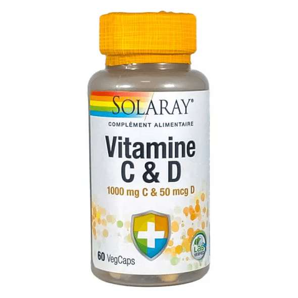 Solaray Vitamin C 1000 mg & D 50 µg 60 vegetarian capsules - Maple Wellness Supplements