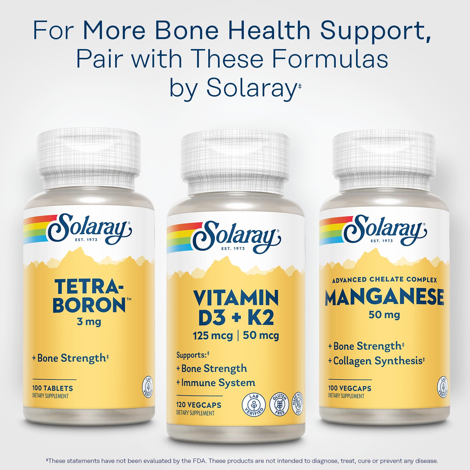 SOLARAY Vitamin D3 K2 - Bone Health and Immune Support Supplement - With 5000 IU Vitamin D as Vit D3 and 50 mcg Vitamin K2 as Menoquinone MK7, Made Without Soy - Maple Wellness Supplements