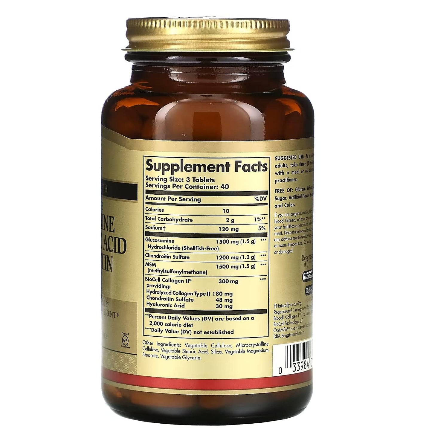 Solgar Glucosamine Hyaluronic Acid Chondroitin MSM, 120 Tablets - Supports Healthy Joints - Supports Range of Motion & Flexibility - Extra Strength, Shellfish Free - Maple Wellness Supplements
