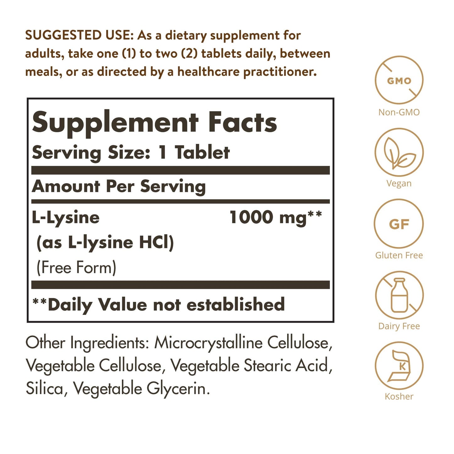 Solgar L-Lysine 1000 mg, 250 Tablets - Enhanced Absorption and Assimilation - Promotes Integrity of Skin and Lips - Collagen Support - Amino Acids - Maple Wellness Supplements