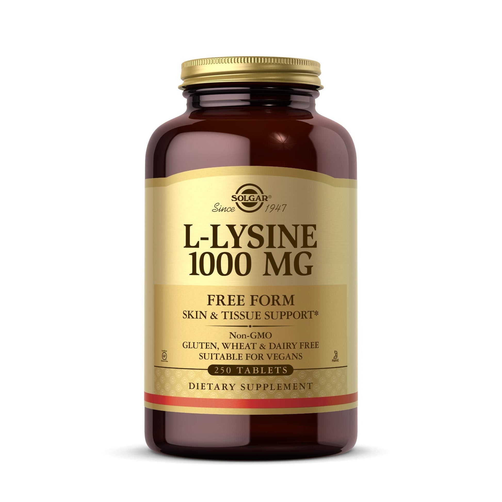 Solgar L-Lysine 1000 mg, 250 Tablets - Enhanced Absorption and Assimilation - Promotes Integrity of Skin and Lips - Collagen Support - Amino Acids - Maple Wellness Supplements