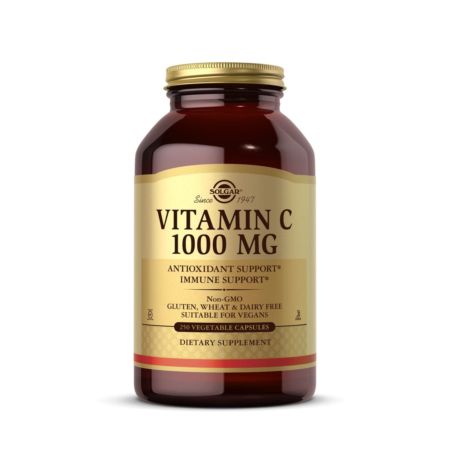 Solgar Vitamin C 1000 mg, 250 Vegetable Capsules - Antioxidant & Immune Support - Overall Health - Healthy Skin & Joints - Bioflavonoids Supplement - Maple Wellness Supplements
