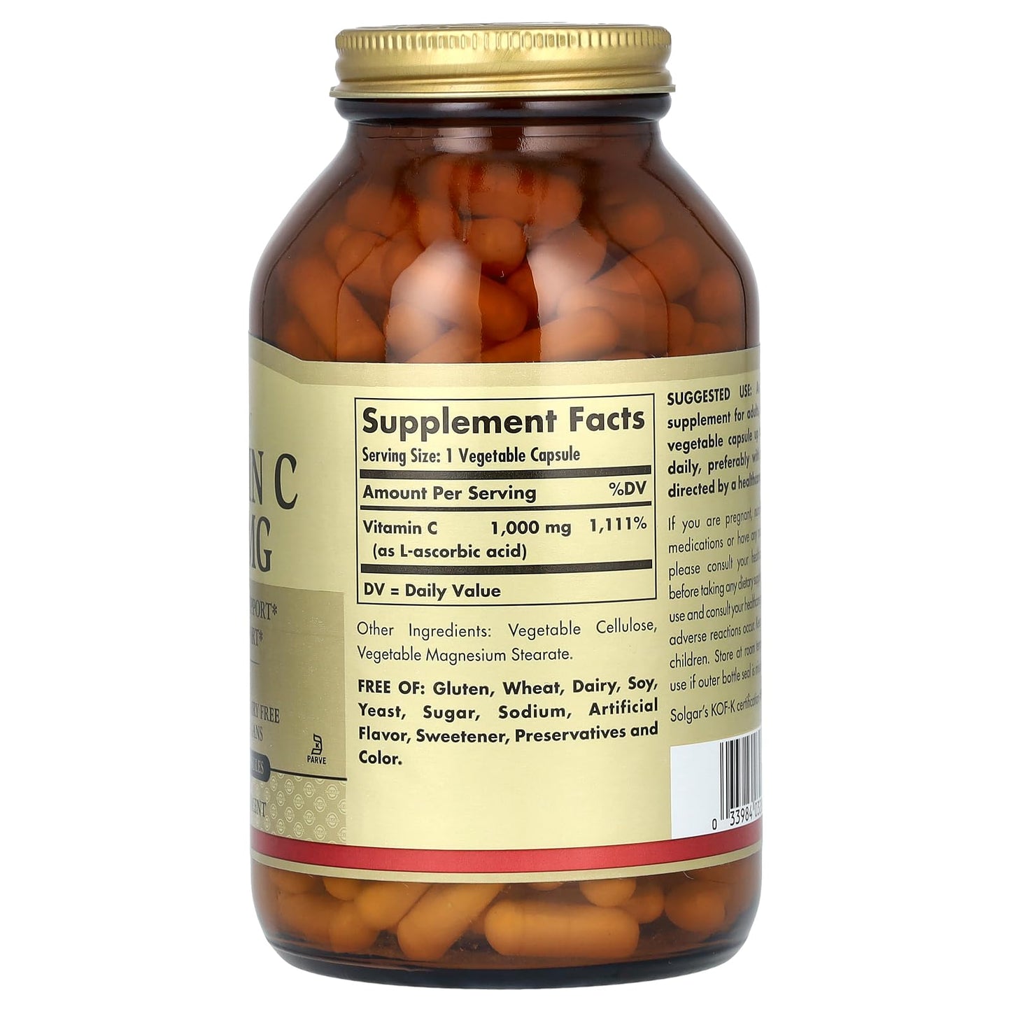Solgar Vitamin C 1000 mg, 250 Vegetable Capsules - Antioxidant & Immune Support - Overall Health - Healthy Skin & Joints - Bioflavonoids Supplement - Maple Wellness Supplements