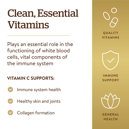 Solgar Vitamin C 1000mg - Healthy Immune System - Helps Fight Free Radicals - Vegan - Maple Wellness Supplements