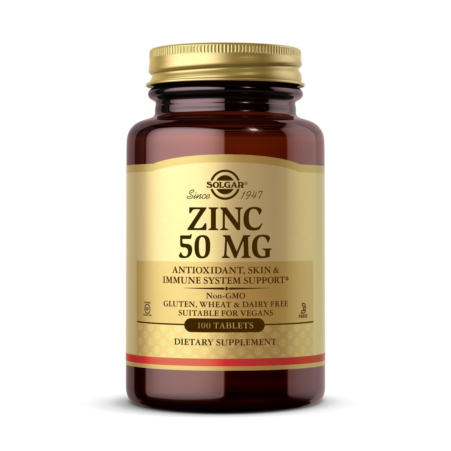 Solgar Zinc 50 mg, 100 Tablets - Zinc for Healthy Skin, Taste & Vision - Immune System & Antioxidant Support - Supports Cell Growth & DNA Formation - Maple Wellness Supplements