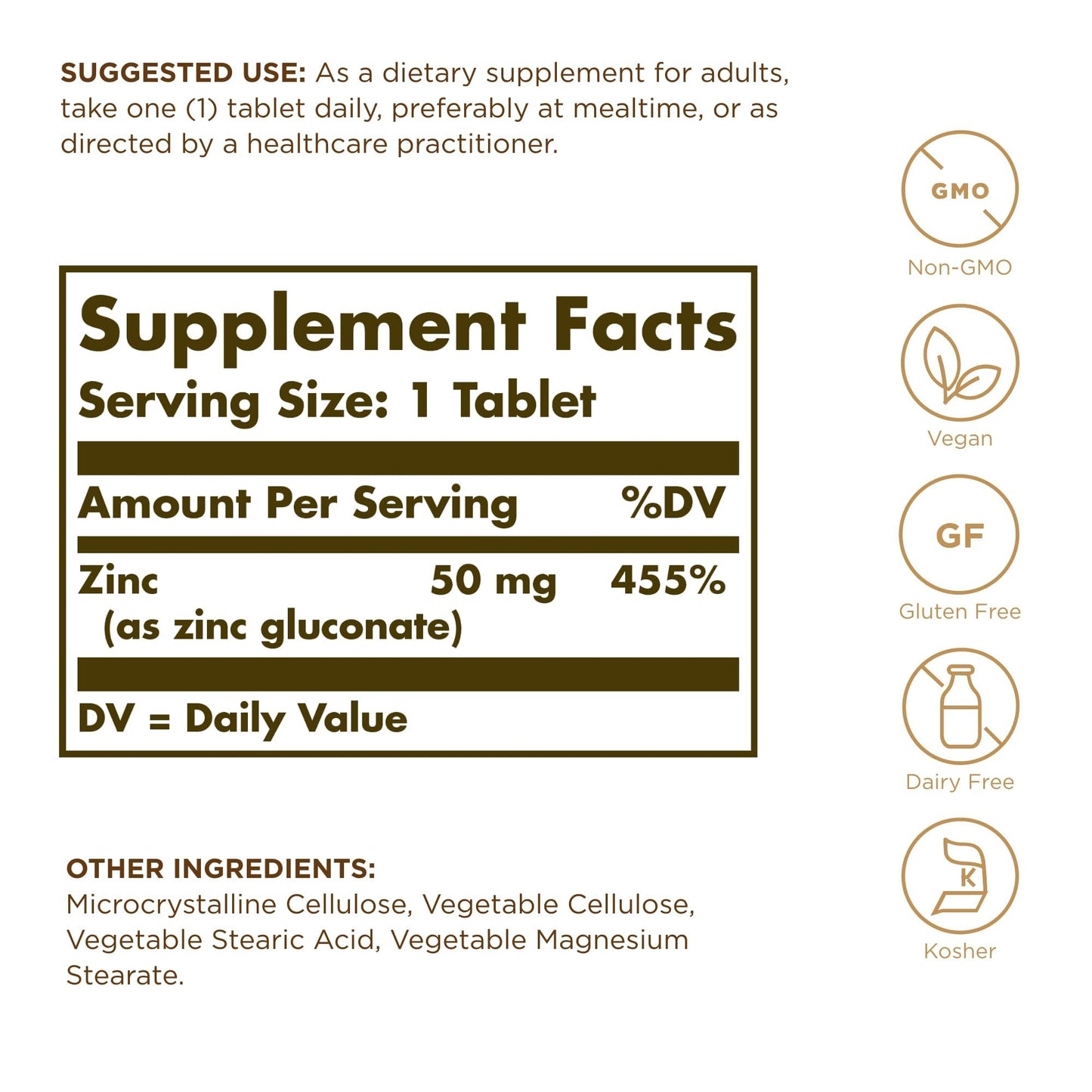 Solgar Zinc 50 mg, 100 Tablets - Zinc for Healthy Skin, Taste & Vision - Immune System & Antioxidant Support - Supports Cell Growth & DNA Formation - Maple Wellness Supplements