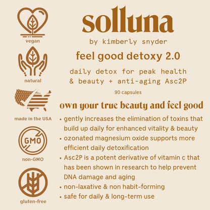 Solluna by Kimberly Snyder Oxygenated Magnesium Colon Cleanse with Asc2P — Gentle Detoxification and Bloating Relief — Fast Acting, Non-Laxative Detox for Digestive Health (90CT) Vegan & Non-GMO - Maple Wellness Supplements