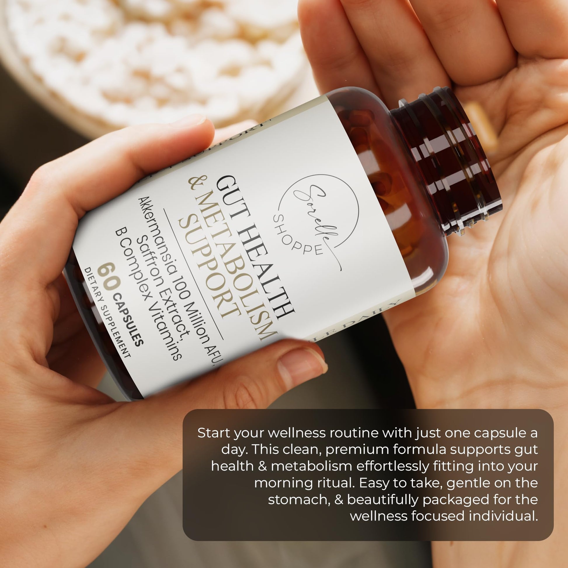 SORELLE SHOPPE Akkermansia Muciniphila Probiotic + Saffron + B Complex | Core Gut Health & Daily Wellness | Mood & Metabolism Support - Maple Wellness Supplements