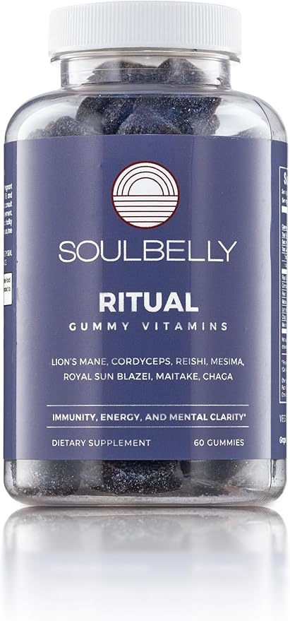 SOULBELLY Multi-Mushroom | Ritual Vitamin Gummies for Energy, Focus and Immune Balance | Vegan | Gluten-Free | Non-GMO | 60 Count - Maple Wellness Supplements