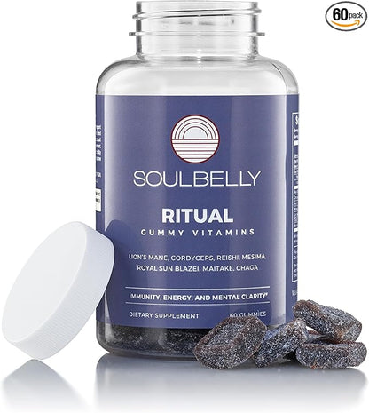 SOULBELLY Multi-Mushroom | Ritual Vitamin Gummies for Energy, Focus and Immune Balance | Vegan | Gluten-Free | Non-GMO | 60 Count - Maple Wellness Supplements