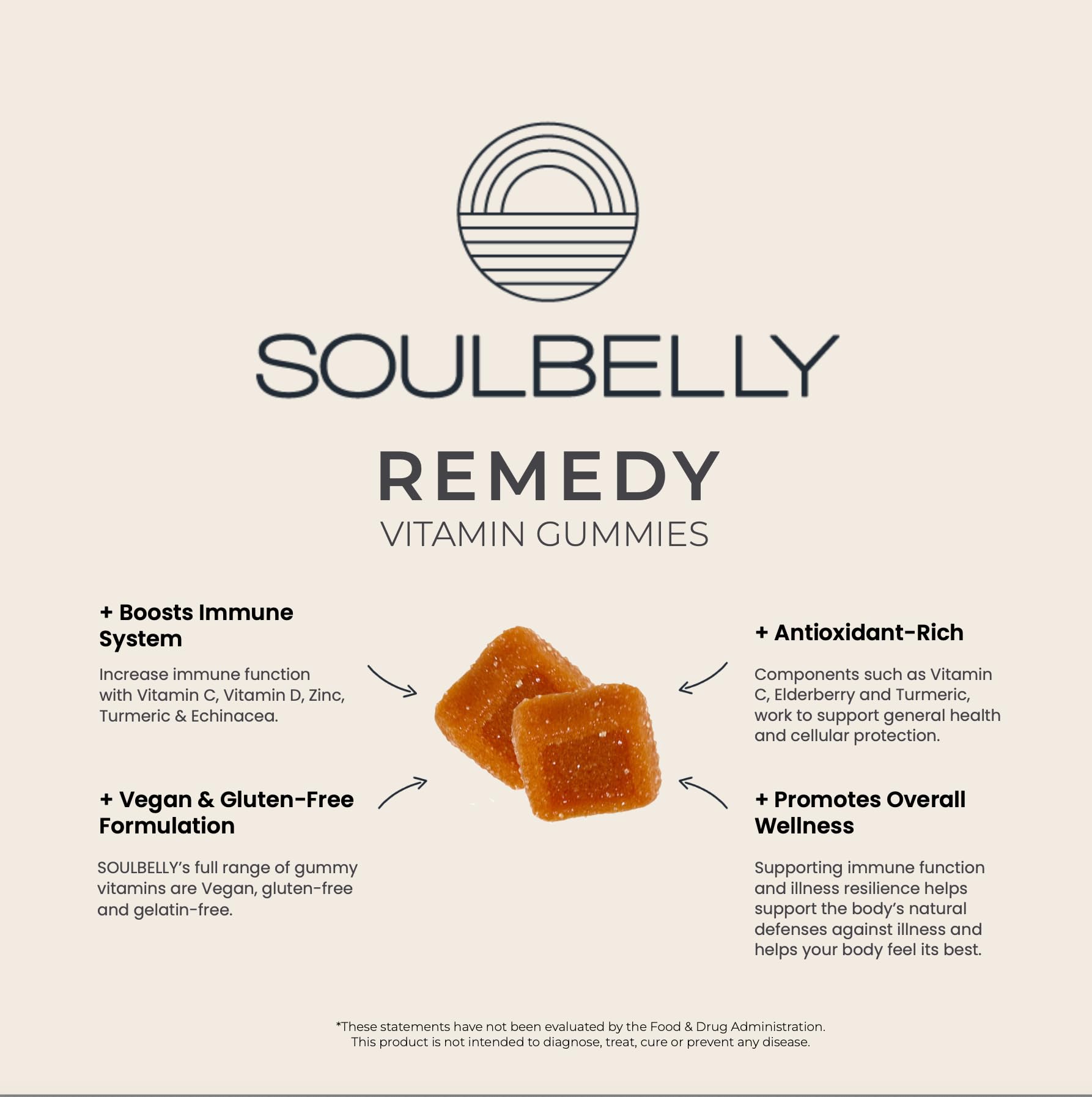 SOULBELLY Super Immunity | Remedy Vitamin Gummies for Immune Support | Vegan | Gluten-Free | Non-GMO | 60 Count - Maple Wellness Supplements
