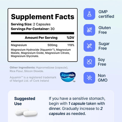 Spectrum 5 Magnesium | 5-in-1 Complex + 72 Trace Minerals for Enhanced Absorption | Irish Sea Sourced | 500mg per Serving - Maple Wellness Supplements