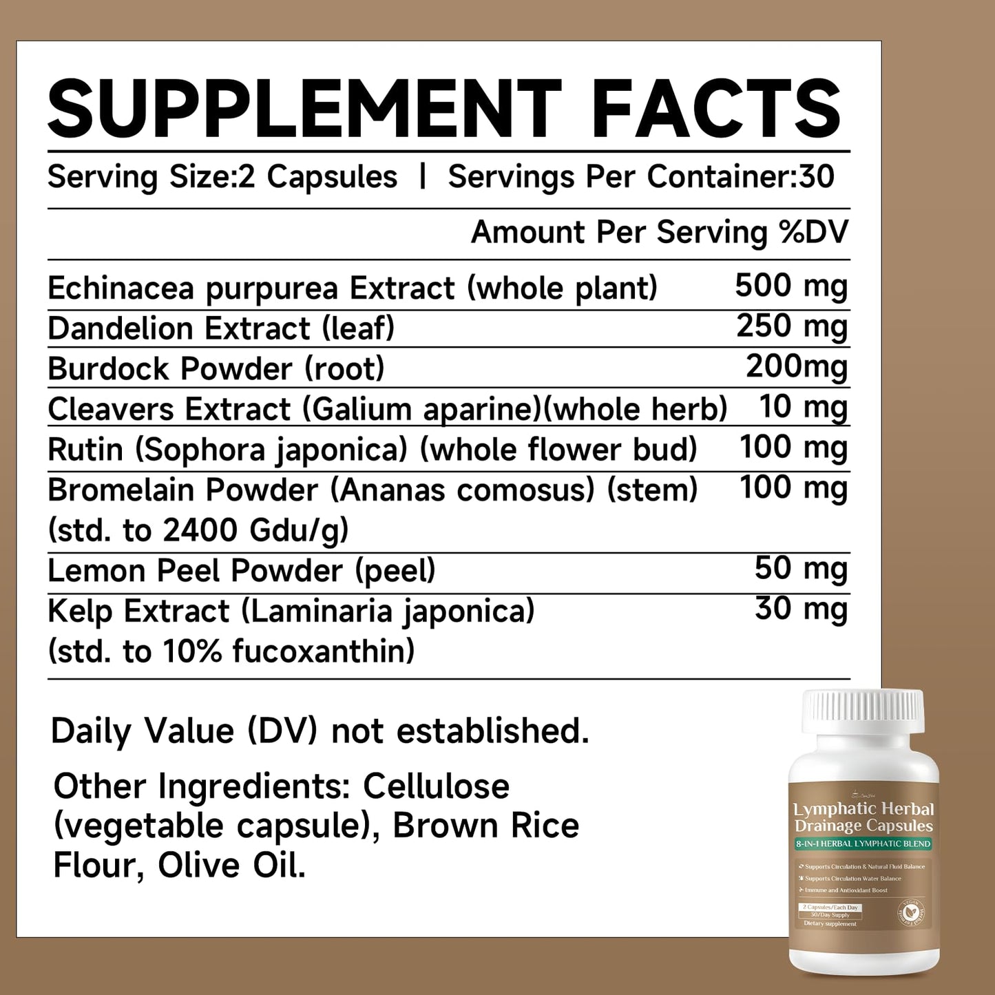 SpenHerb Lymphatic Drainage Capsules Supplements, 8-in-1 Herbal Lymphatic Blend Support Circulation and Natural Fluid Balance, Non-GMO Pure,60 Capsules/1 Pack - Maple Wellness Supplements