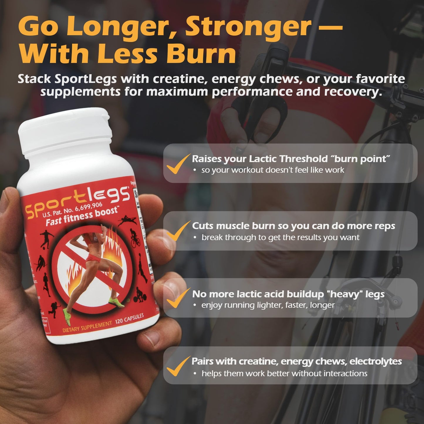 SPORTLEGS Pre-Exercise Metabolic Primer for Runners, Cyclists and Endurance Athletes - Helps Muscles Use Lactate as Fuel for Smoother, Longer-Lasting Efforts - NSF Certified for Sport - 120 Capsules - Maple Wellness Supplements