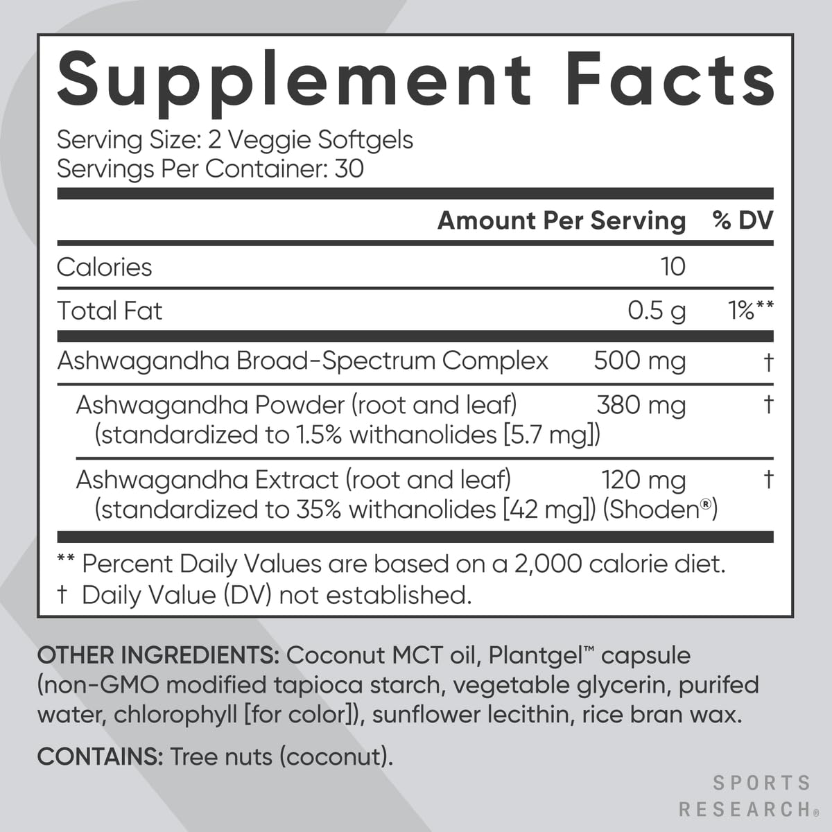 Sports Research® Ashwagandha Softgels with Coconut MCT Oil - Natural Adaptogen Made with Shoden® Ashwa for Relaxation, Calm & Sleep Support - Gluten Free & Vegan Friendly - 60 Count - Maple Wellness Supplements