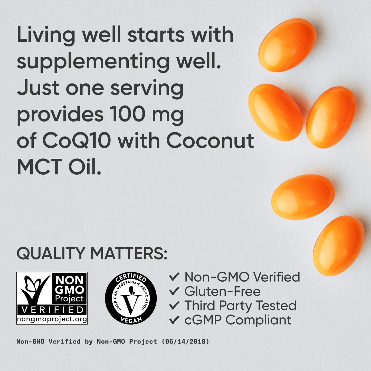 Sports Research CoQ10 (100mg) Enhanced w/Coconut Oil & Bioperine (Black Pepper) for Better Absorption | Vegan Certified, Non-GMO Verified (120 Veggie Softgels) - Maple Wellness Supplements