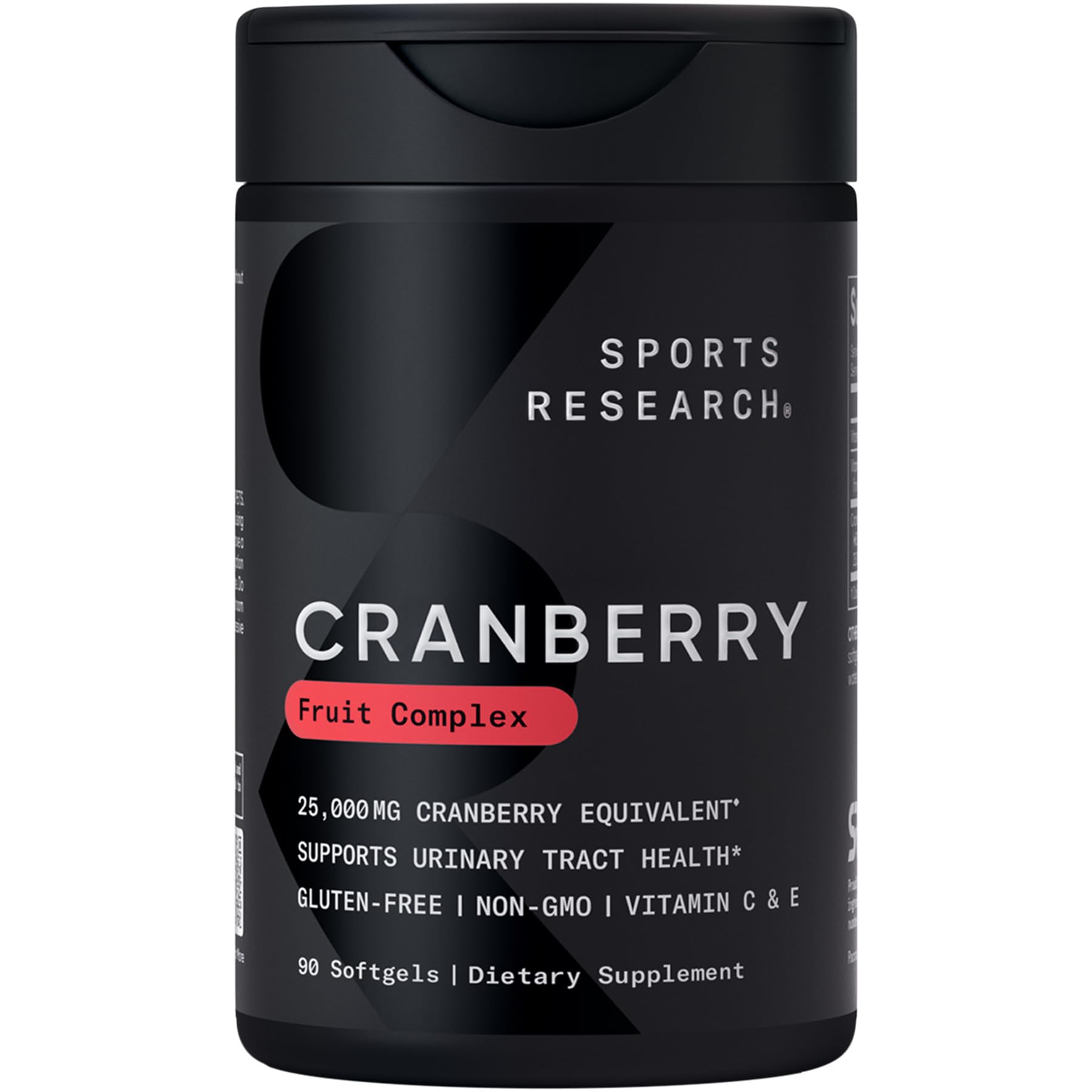 Sports Research® Cranberry Fruit Complex Supplement - Softgels for Urinary Tract Health Support - Made with Pacran®­ & Vitamins C & E - Non-GMO & Gluten Free - 90 Count - Maple Wellness Supplements