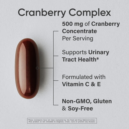 Sports Research® Cranberry Fruit Complex Supplement - Softgels for Urinary Tract Health Support - Made with Pacran®­ & Vitamins C & E - Non-GMO & Gluten Free - 90 Count - Maple Wellness Supplements
